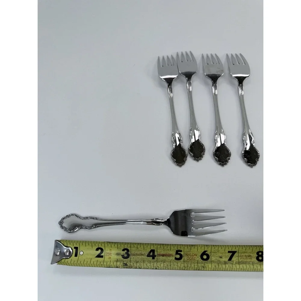 Set of 5 TENNYSON Oneida Community CUBE Stainless Steel Salad Forks 6-3/4